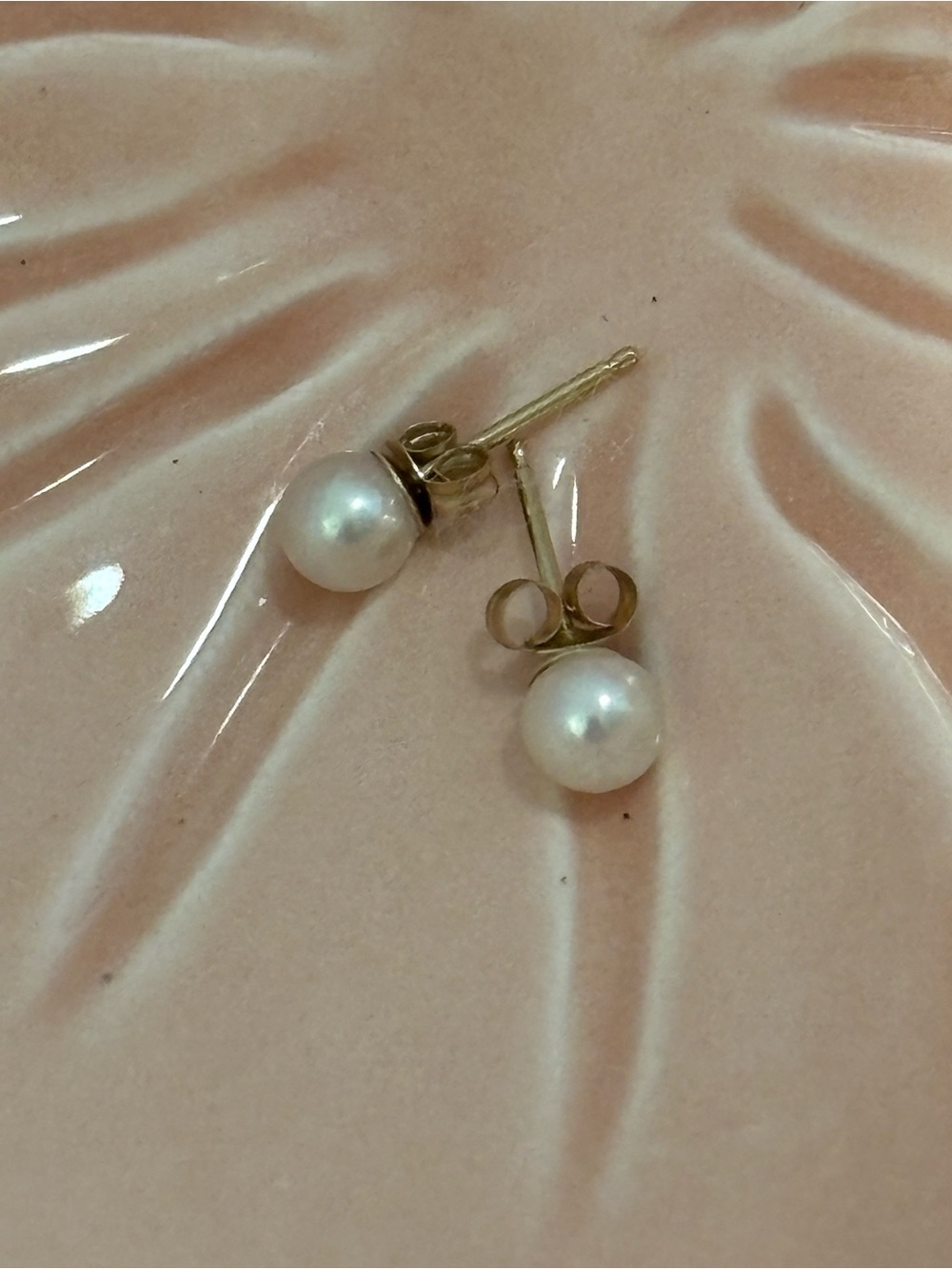 Vintage Dainty Faux Pearl and 14K Gold Earrings